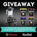 Win a Vitamix Explorian E310 Blender ($699) and a Year’s Supply of Twisted Healthy Treats from Vitamix + Twisted Healthy Treat