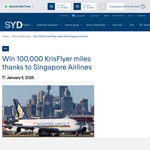 Win 100,000 KrisFlyer Miles from Sydney Airport